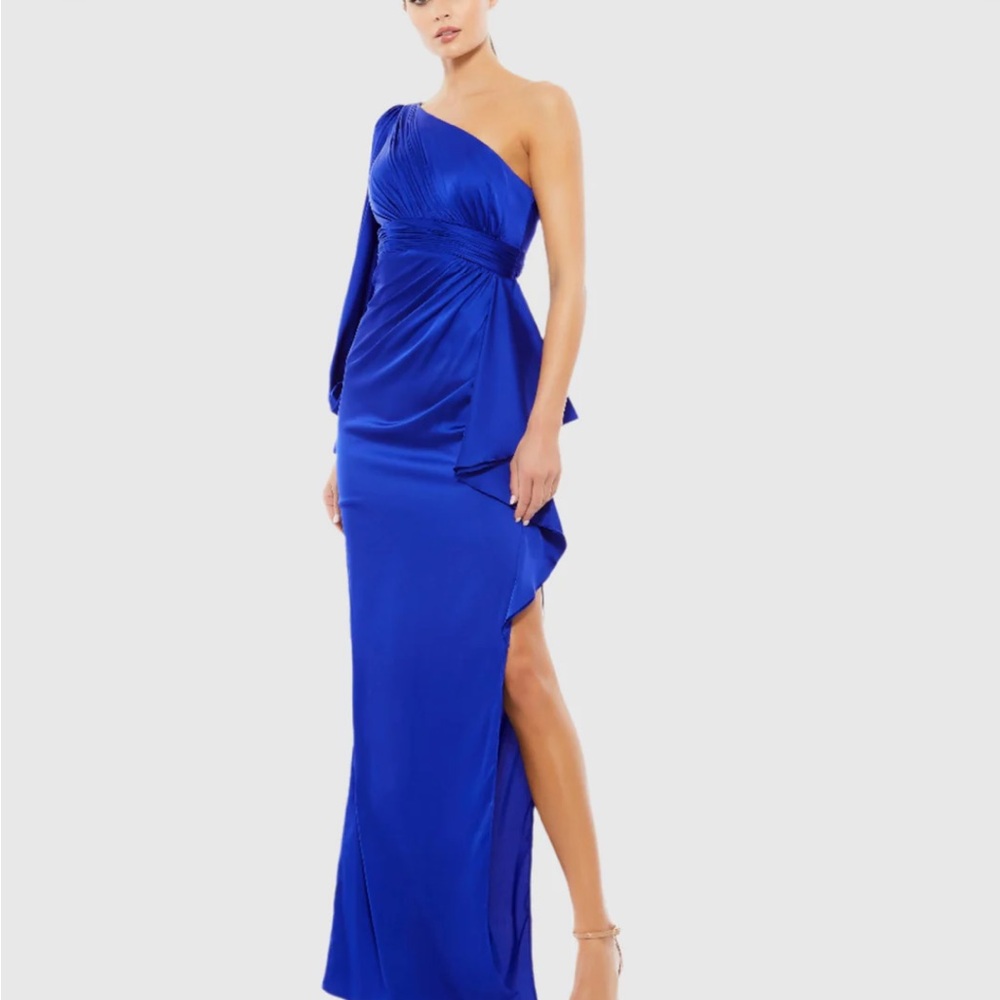 Elegant One Shoulder Blue Dress
